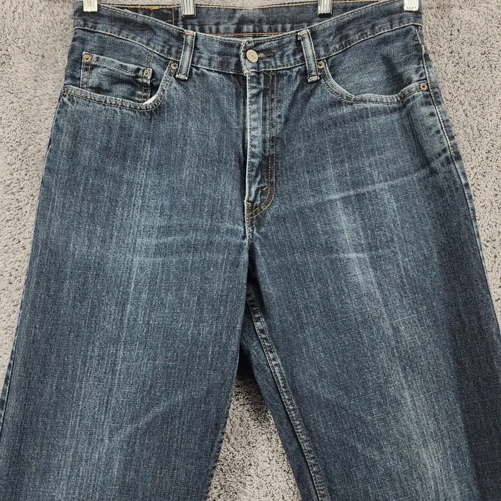 Levis 550 Jeans Mens 34x32 Blue Medium Wash Relaxed Tapered Red Tab Zipper Fly
